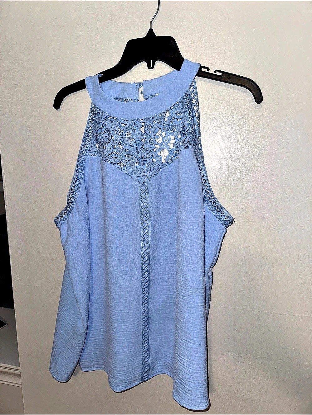 CATO Lace Detail Tank Top in Blue Size XL NWT